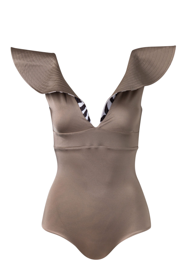 Zebra Print Ruffle One Piece Fashion Swimsuit