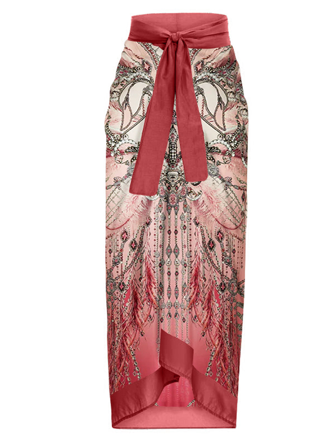 Gradient Vintage Print Swimsuit and Skirt