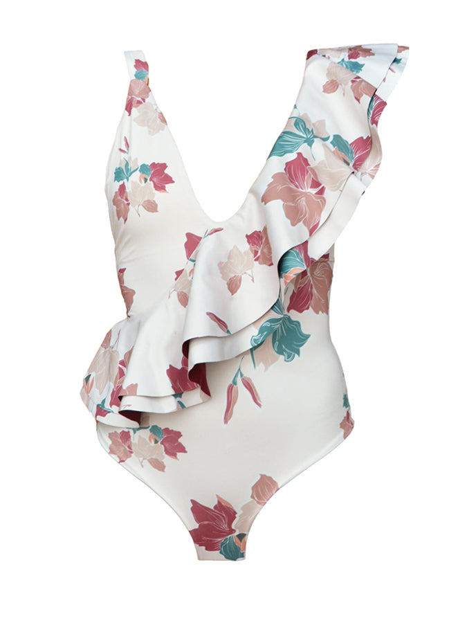 Printed Ruffle One Piece Swimsuit
