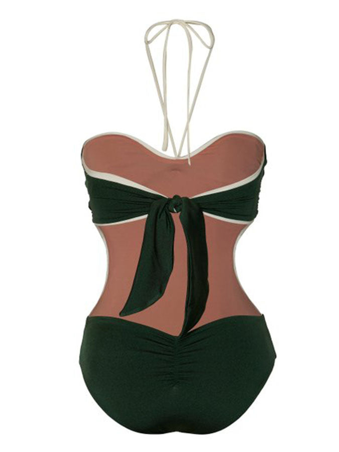Sexy Green Halter One Piece Swimsuit
