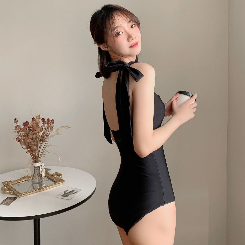 Reversible Bowknot Tie-shoulder One Piece Swimsuit