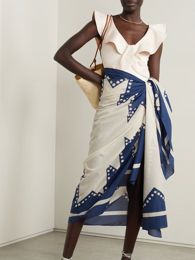 Solid Ruffle One-Piece Swimsuit