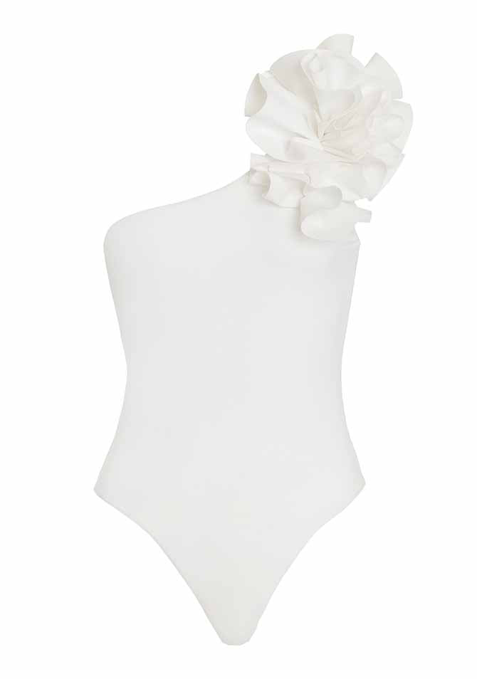 Ruffled Single-Shoulder One-Piece Swimsuit