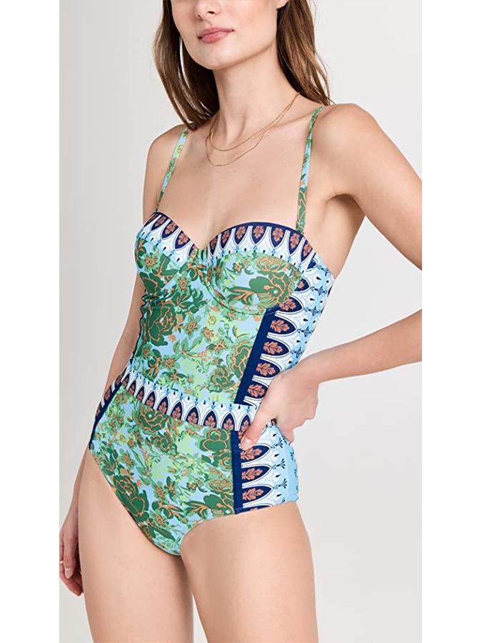 Fashion Print Stitching One-Piece Swimsuit