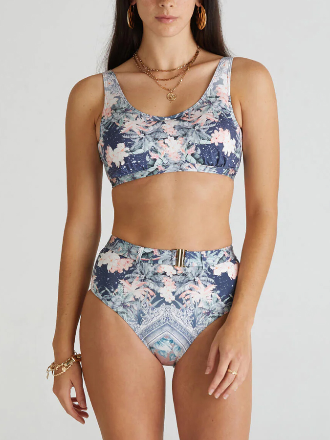 Vintage Botanical Print One-Piece Swimsuit And Cover up