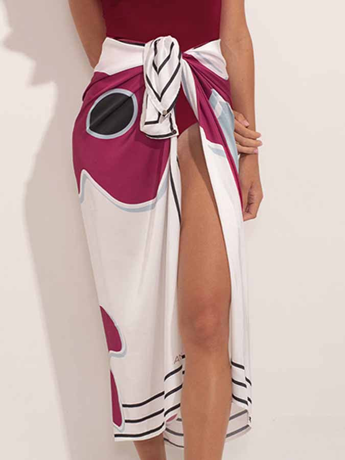 V-Neck Solid Ruffle One-Piece Swimsuit and Cover-Up