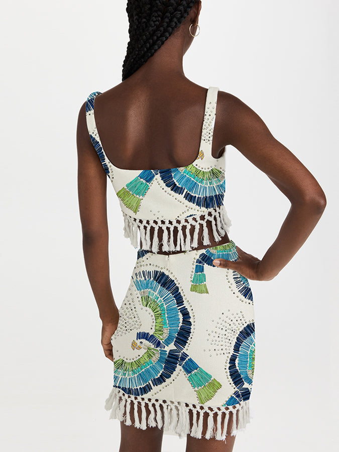 Fashion Vintage Embroidered Print Swimsuit Set