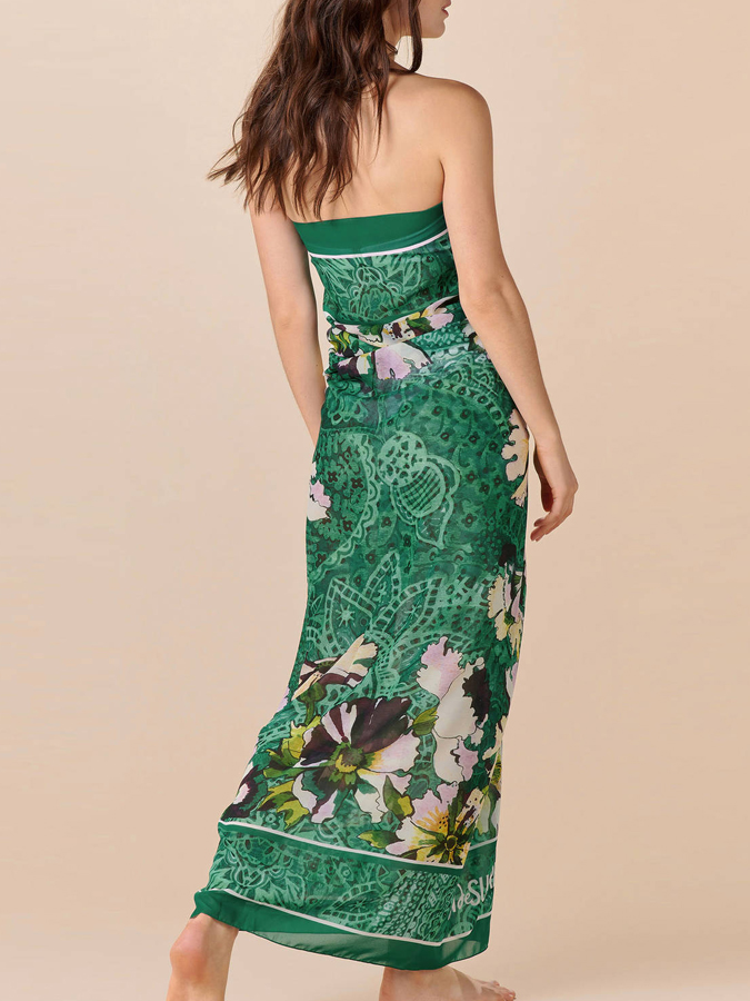 Vintage Floral Print One Piece Swimsuit And Cover up