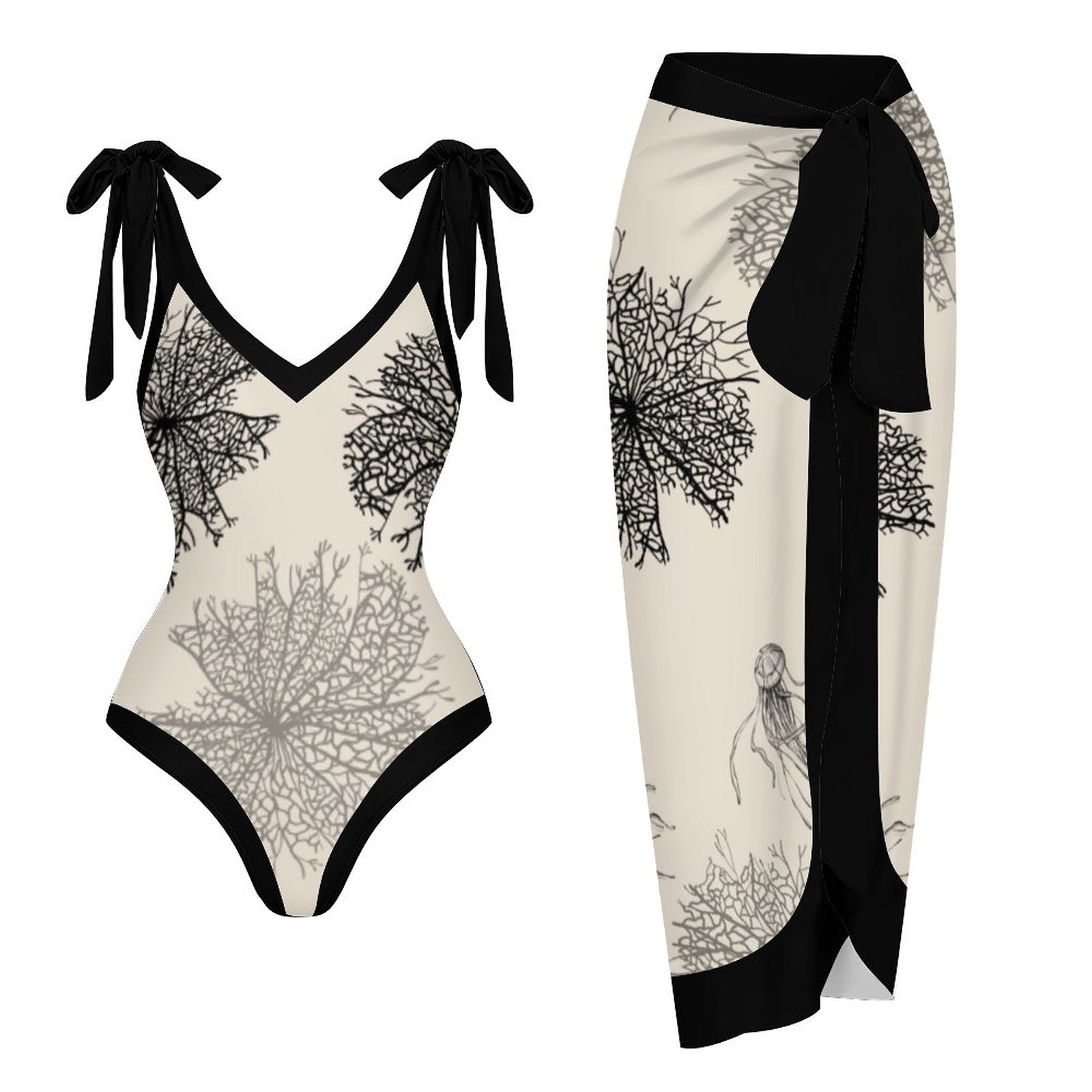 Casual Printed One Piece Swimsuit And Cover Up 2305105072