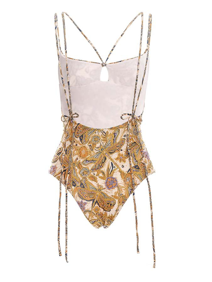 Printed Cutout Chic One Piece Swimsuit and Cover-Up