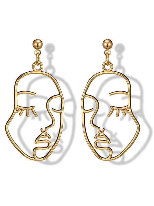 Fashion Creative Face Beaded Decorate Hollow Earrings