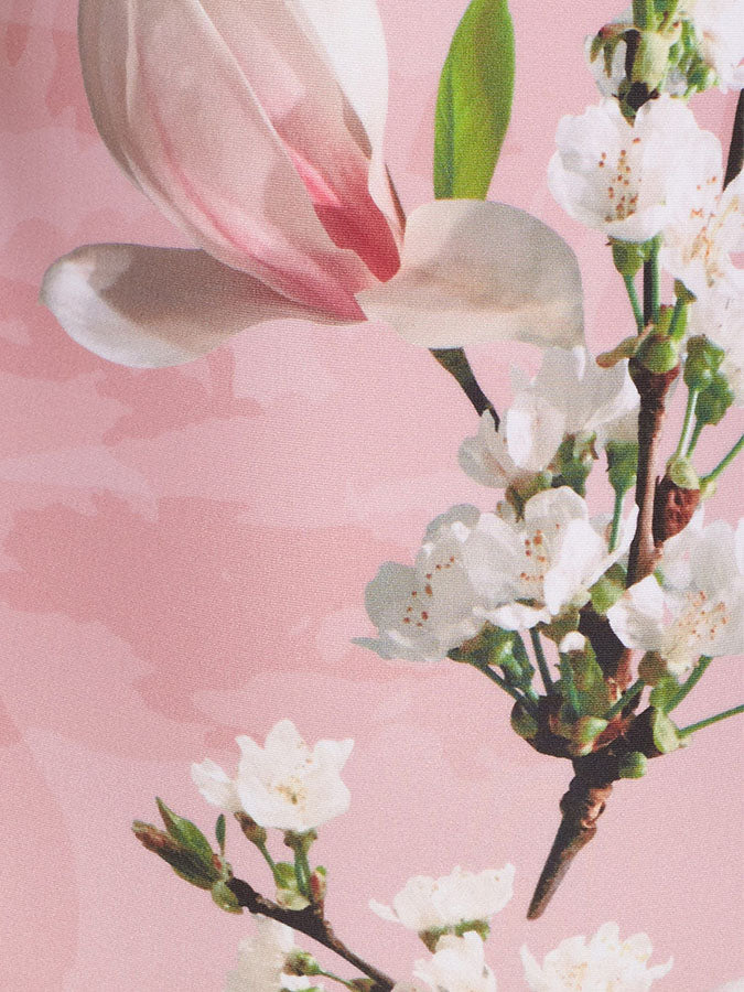 V-Neck Ruffled Floral Print One Piece Swimsuit and Cover Up