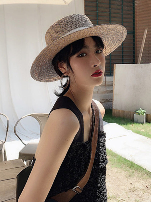 Leisure Sun-Protection Flat Straw Hat