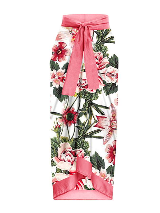 Fashion Colorblock Floral Print Swimsuit 