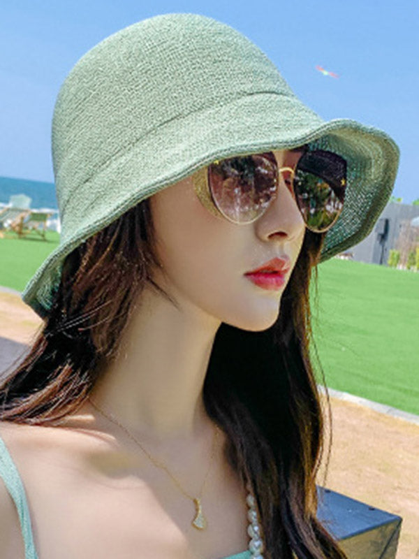 Vacation Casual Solid Color Woven Fisherman Hat