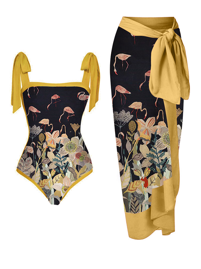 Floral Print One-Piece Swimsuits and Cover-Ups