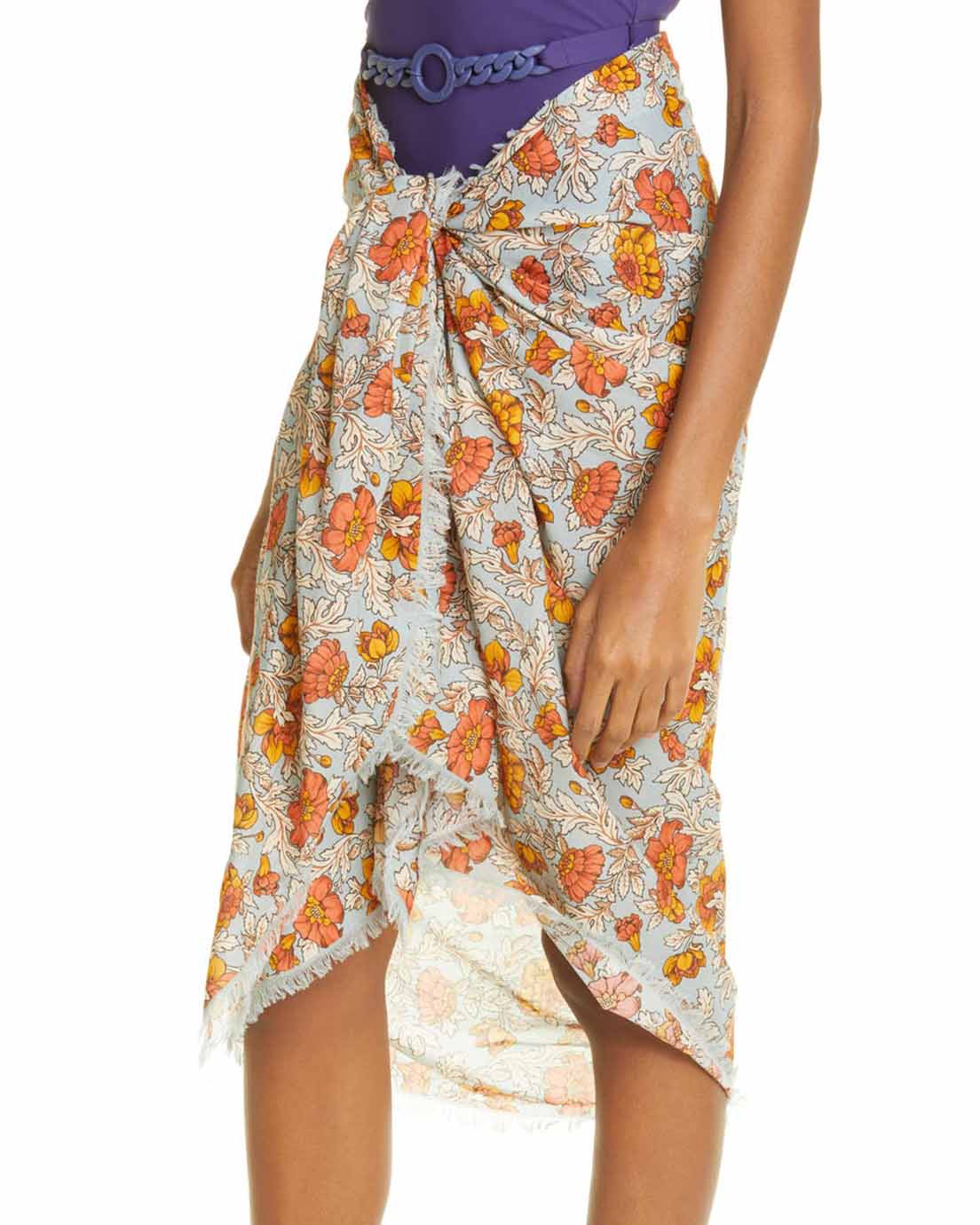 Deep V Neck Printed One-Piece Swimsuit