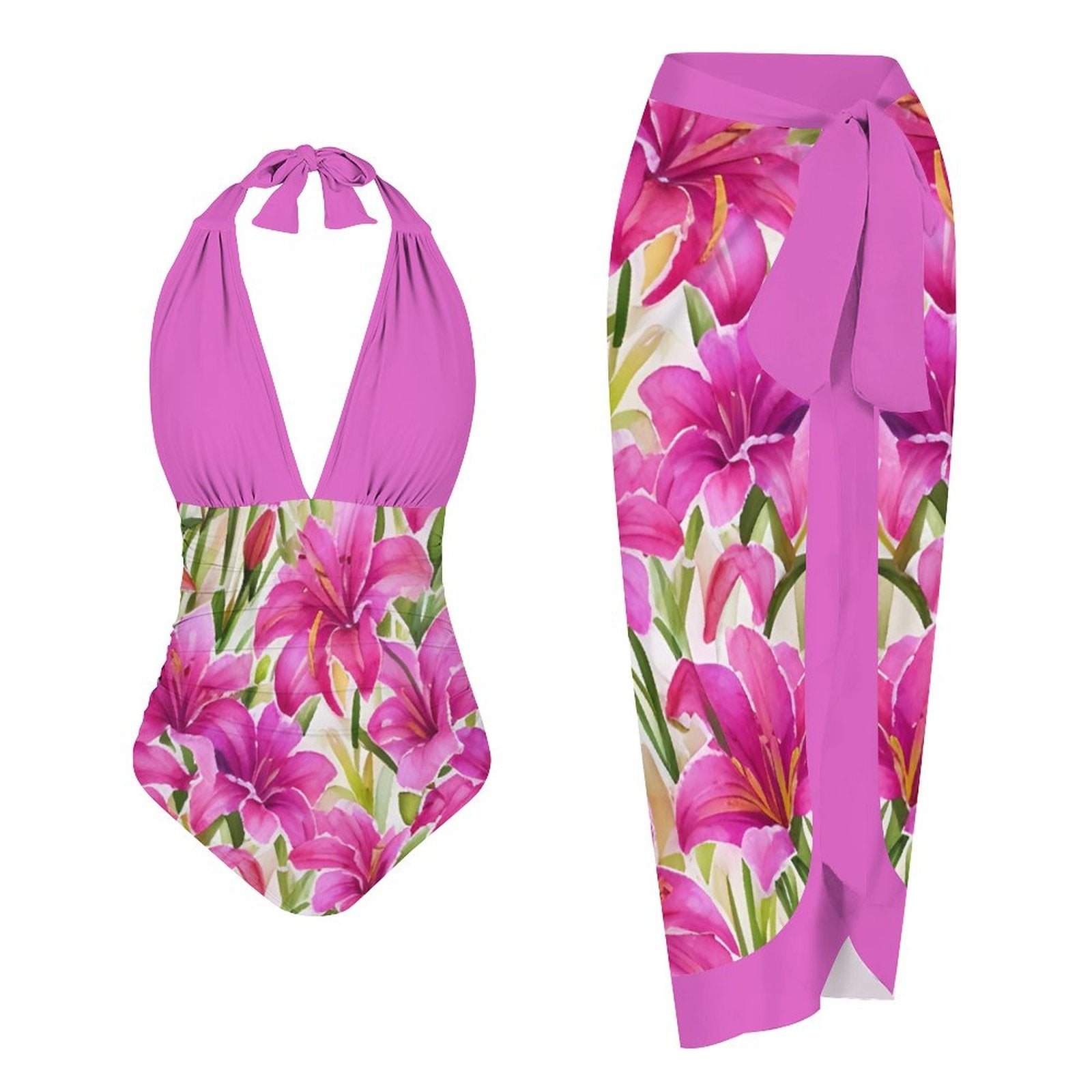 Casual Printed One Piece Swimsuit And Cover Up 2306102208