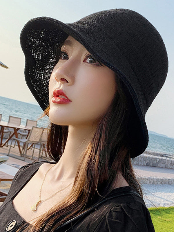 Vacation Casual Solid Color Woven Fisherman Hat
