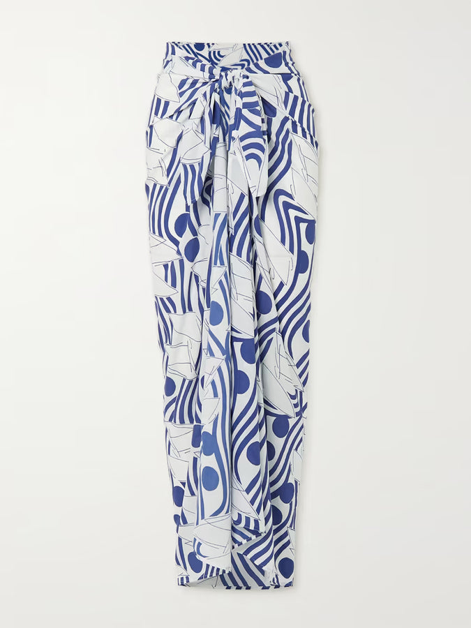 Blue Printed Sexy Bikini and Coverup
