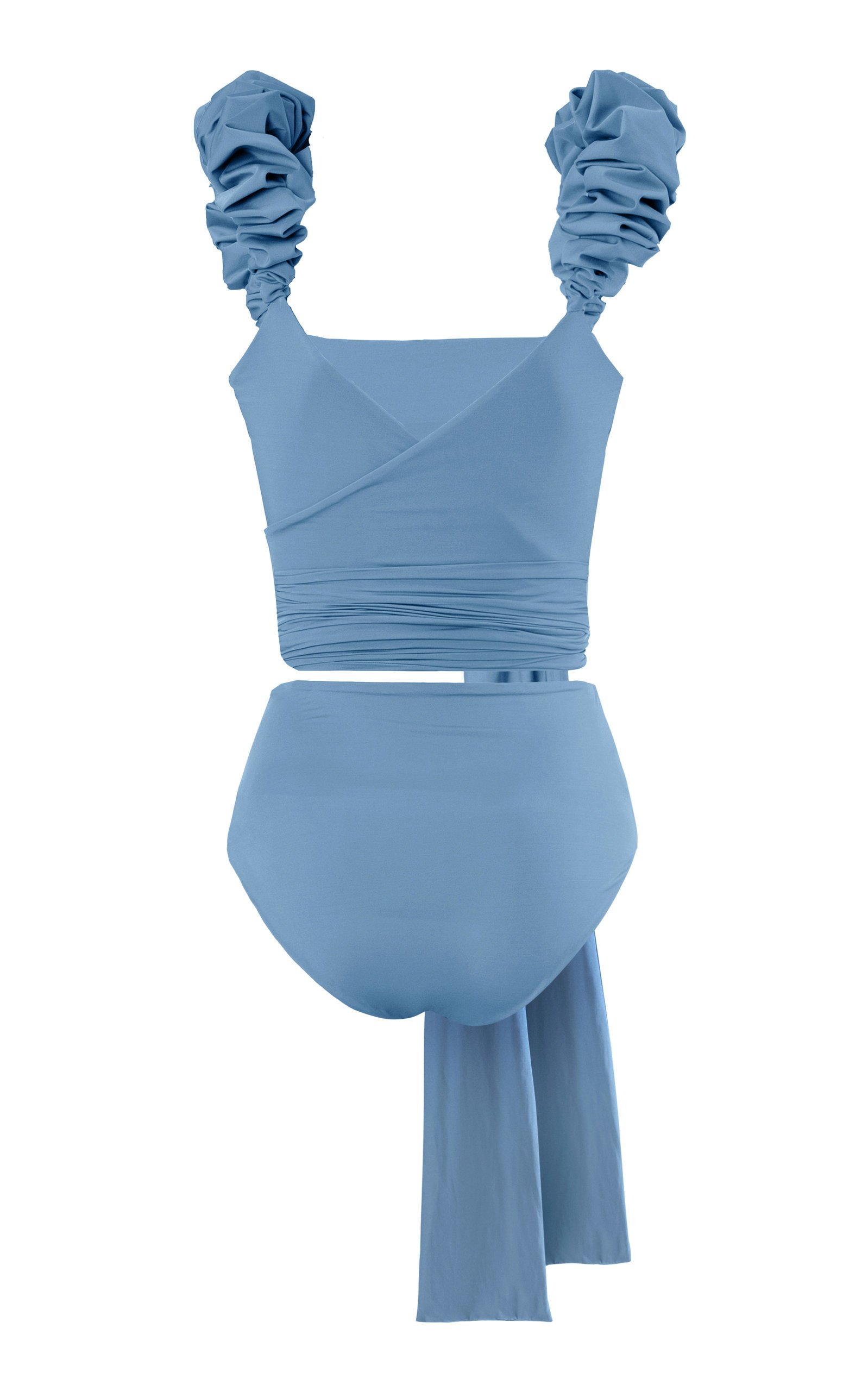 Solid Color Waist Tie Swimsuit
