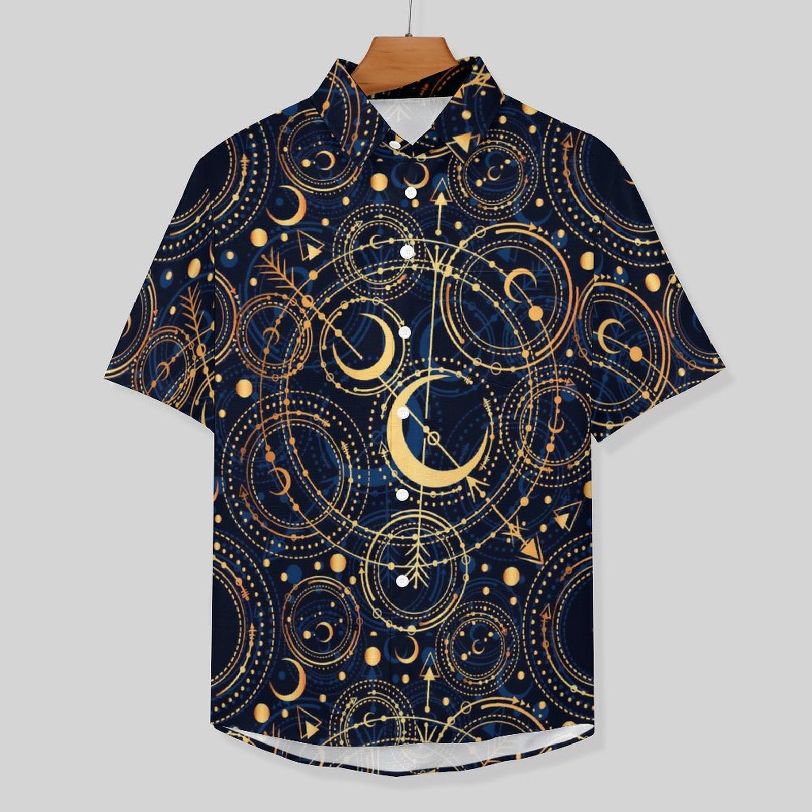 Men's Star And Moon Print Vacation Hawaiian Shirt 2306104045