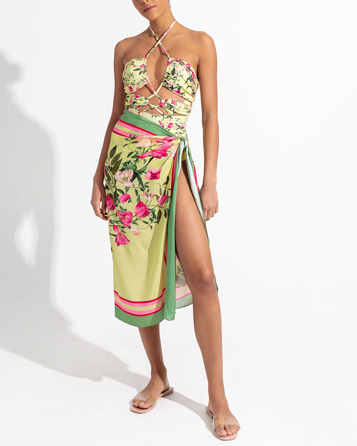 Fashion Floral Print Beach Bikini Set