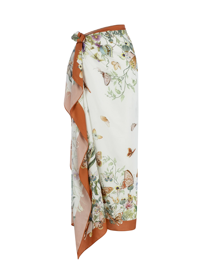 Butterfly Floral Print One-Piece Swimsuit And Cover Up