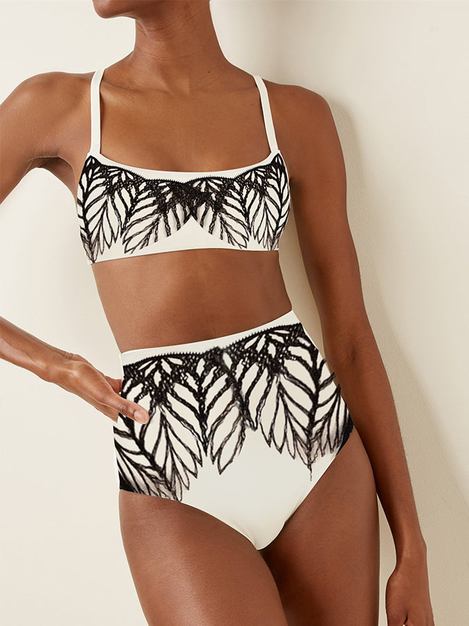 Simple Print Fashion Bikini Swimsuit