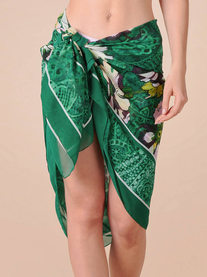 Vintage Floral Print One Piece Swimsuit And Cover up