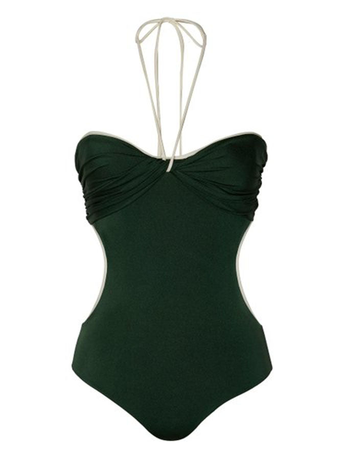 Sexy Green Halter One Piece Swimsuit