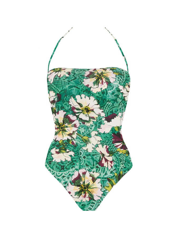 Vintage Floral Print One Piece Swimsuit And Cover up