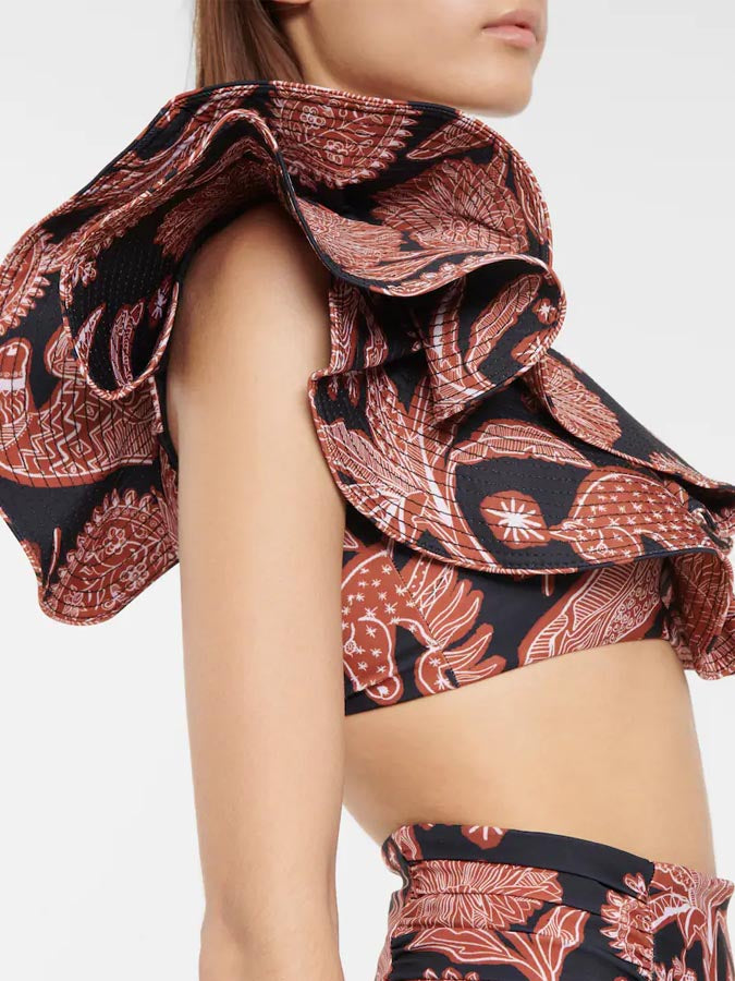 Fashion Ruffled One-Shoulder Split Swimsuit