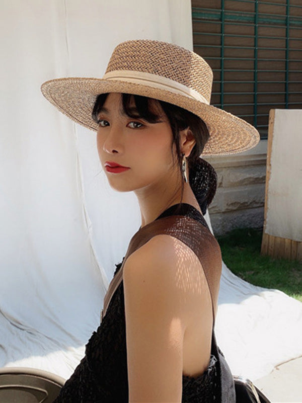 Leisure Sun-Protection Flat Straw Hat