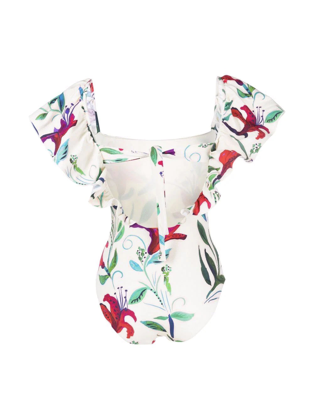 Open-back Ruffled Floral Print Swimsuit