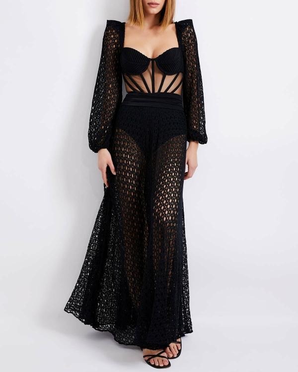 Natural Cutout Stretch-jersey And Crochet-knit Maxi swimsuit