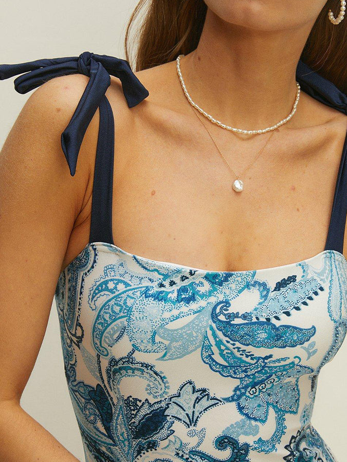 Fashion Vintage Print One Piece Swimsuit and Cover Up