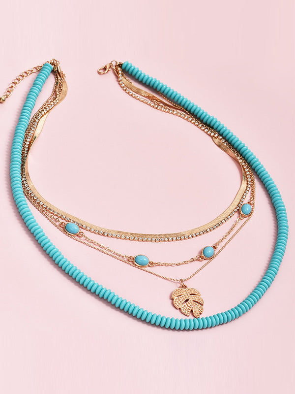 Fashion Personality Leaf Multi-Layer Necklace