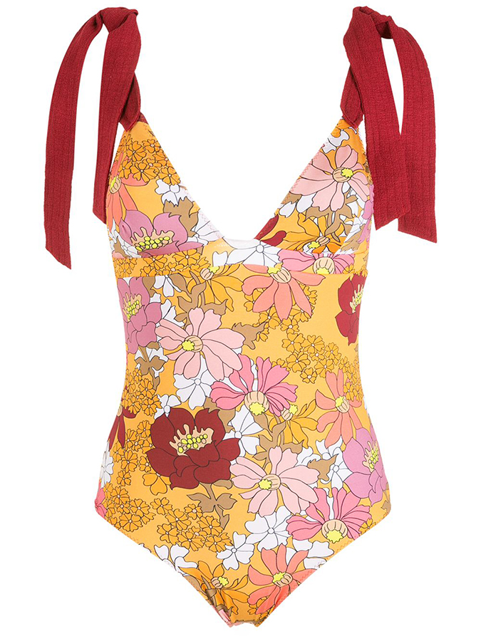 Floral Print One Piece Swimsuit and Cover Up