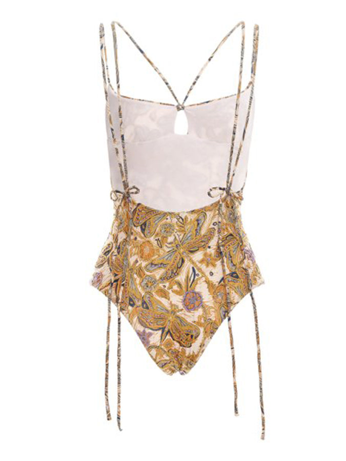 Printed Cutout Tie One Piece Swimsuits & Coverups