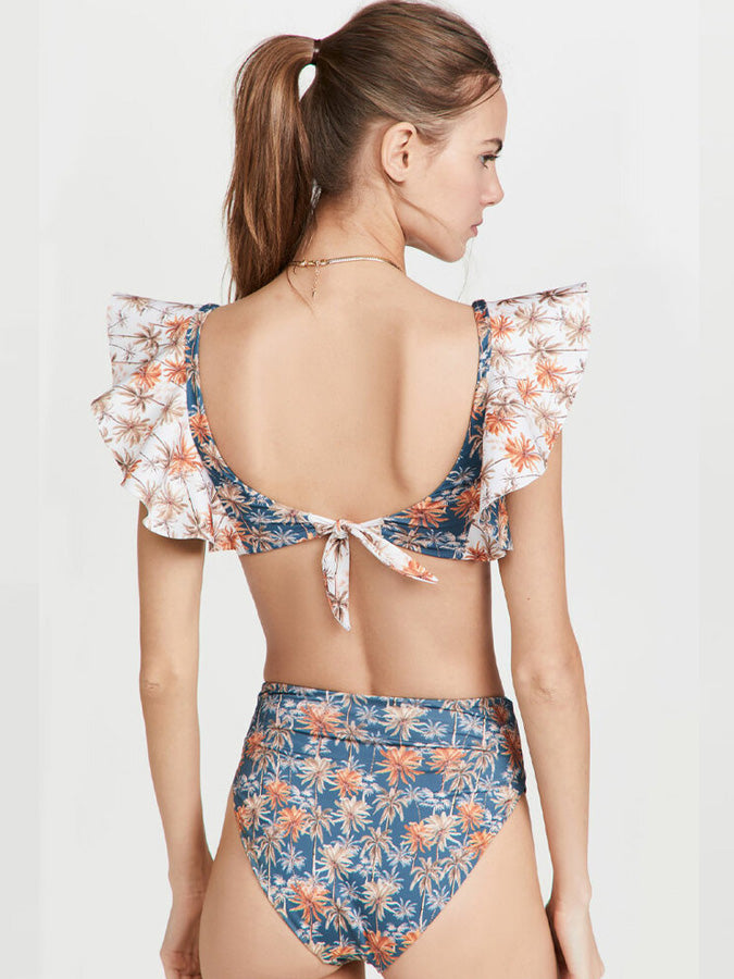 Printed Panel Sexy Split Swimsuit