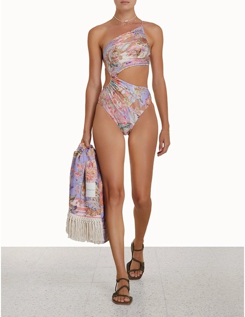Spliced Cutout One-Piece Swimsuit