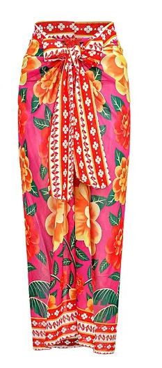 Ruffled contrast print one piece swimsuit and sarong