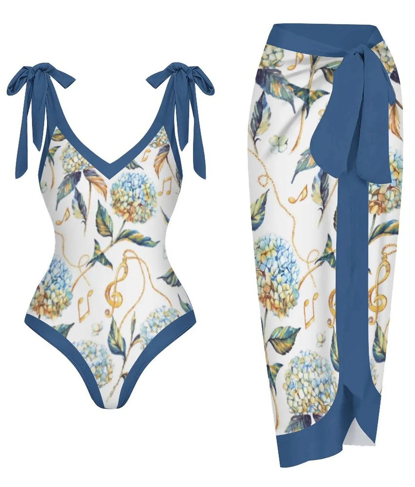 Casual Printed One Piece Swimsuit And Cover Up 2305104966