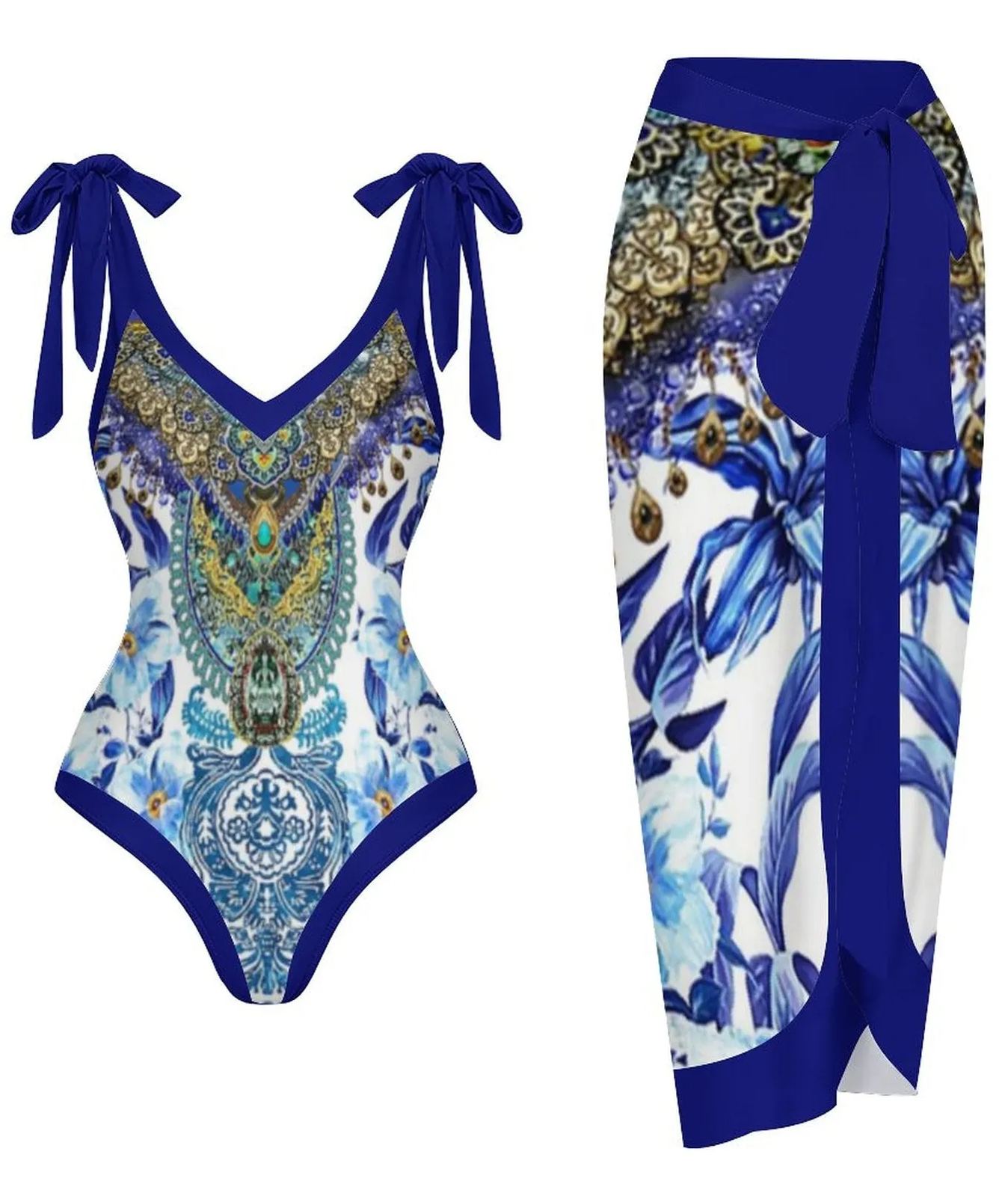 Casual Printed One Piece Swimsuit And Cover Up 2305104915