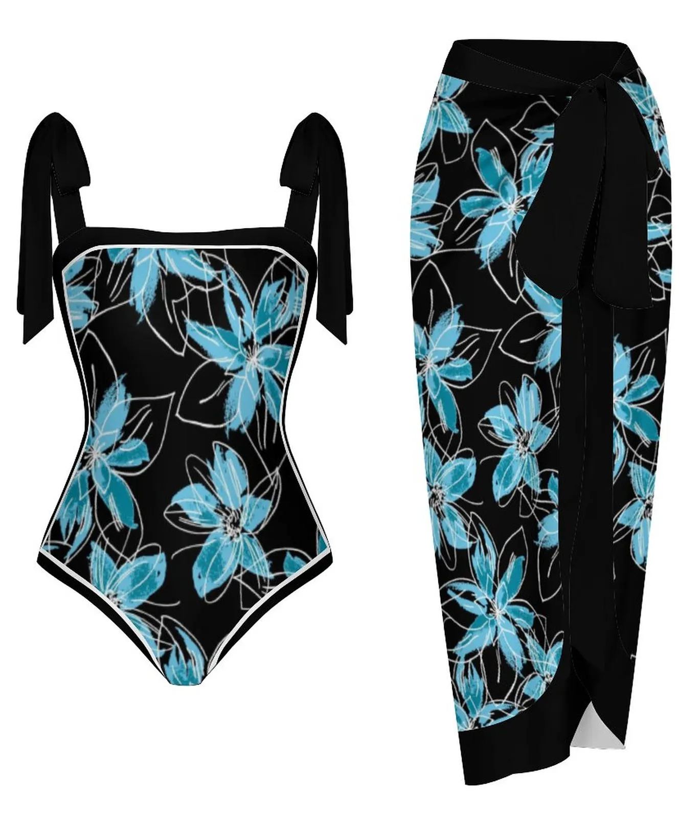 Fashion Printed One Piece Swimsuit And Cover Up 2305104485