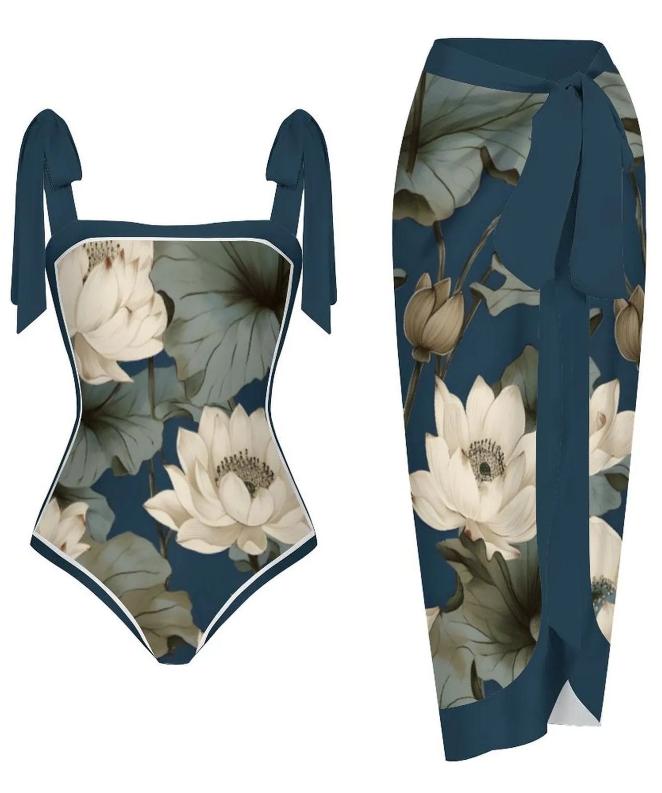 Fashion Printed One Piece Swimsuit And Cover Up 2305104416