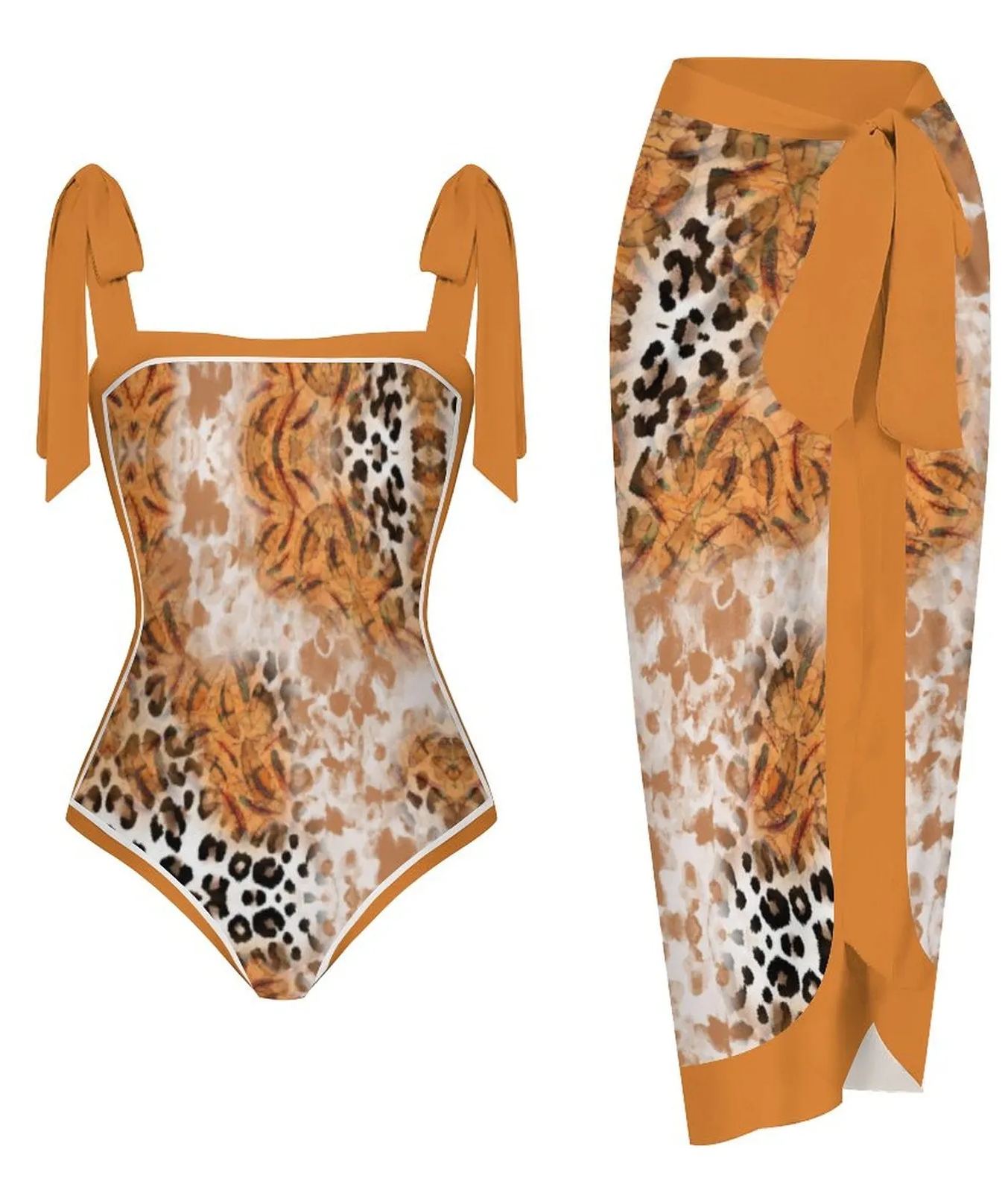 Fashion Printed One Piece Swimsuit And Cover Up 2305104443