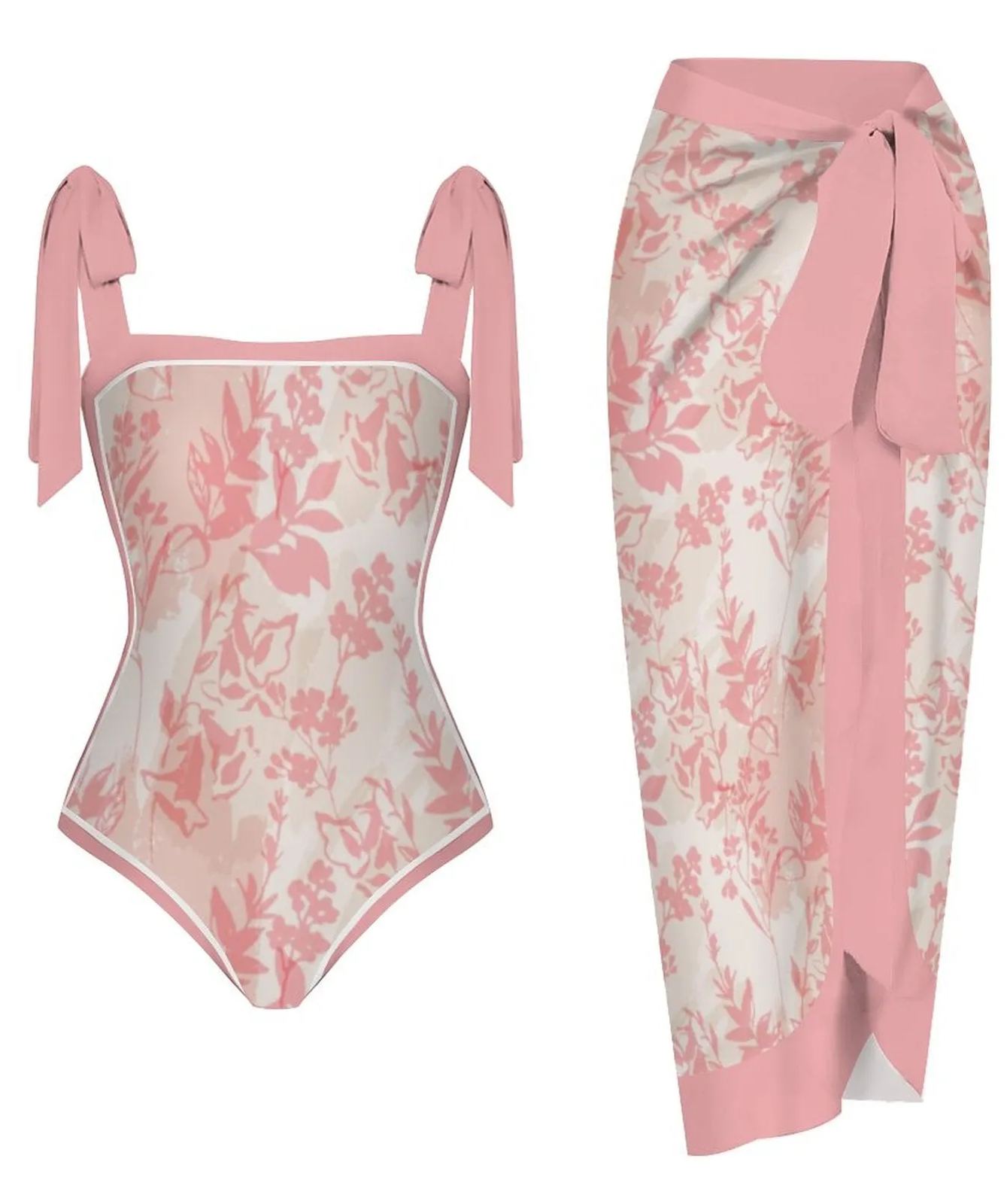 Fashion Printed One Piece Swimsuit And Cover Up 2305104418