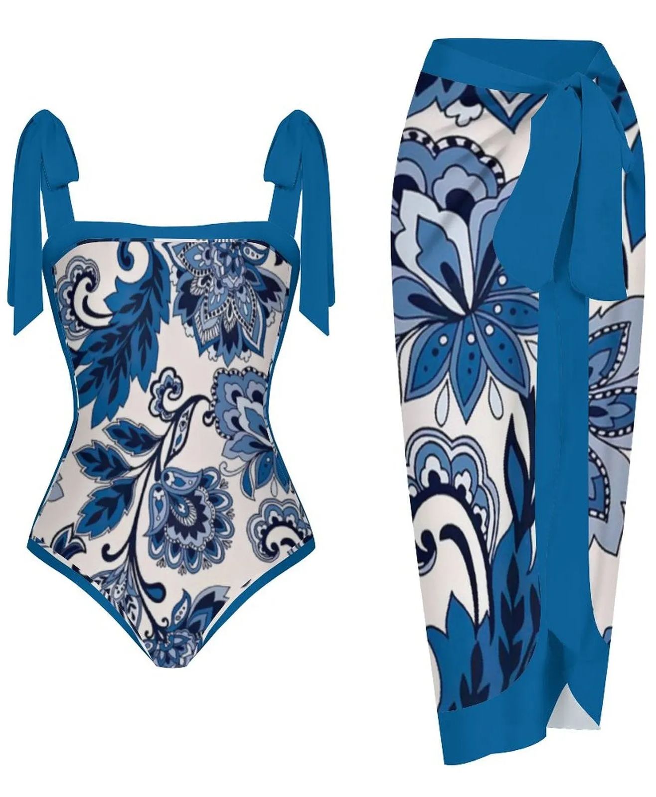 Fashion Printed One-Piece Swimsuit And Cover Up 2305104404